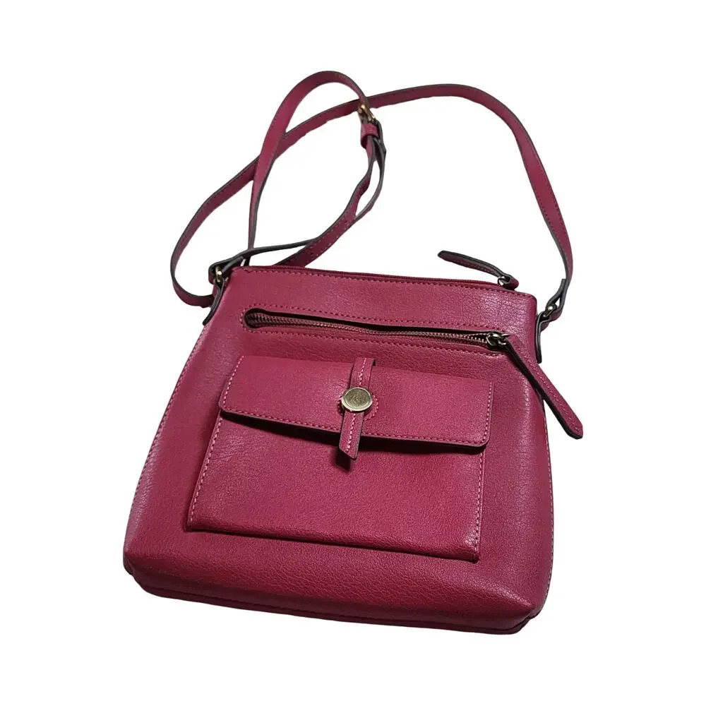 St. John's Bay Vivian Convertible Crossbody Bag Dark Wine Pink Faux Leather NWOT